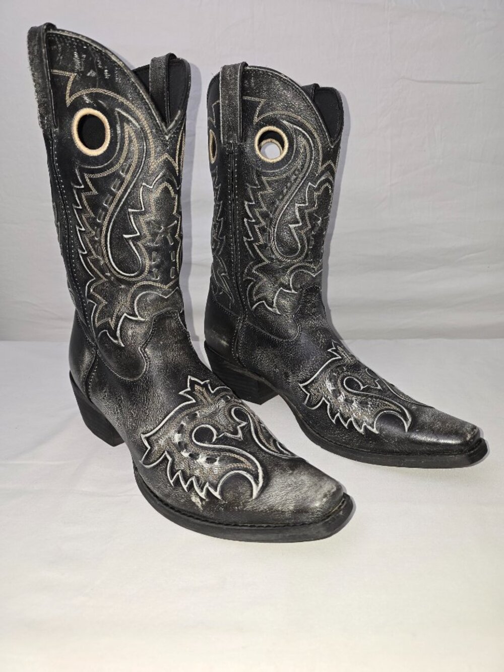 Durango Gambler Distressed Gray Leather Snip Toe Western Cowboy Boots 11.5 D